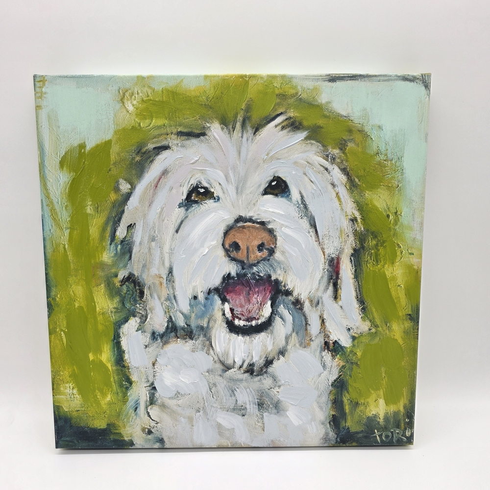 Charming White Dog Canvas Art